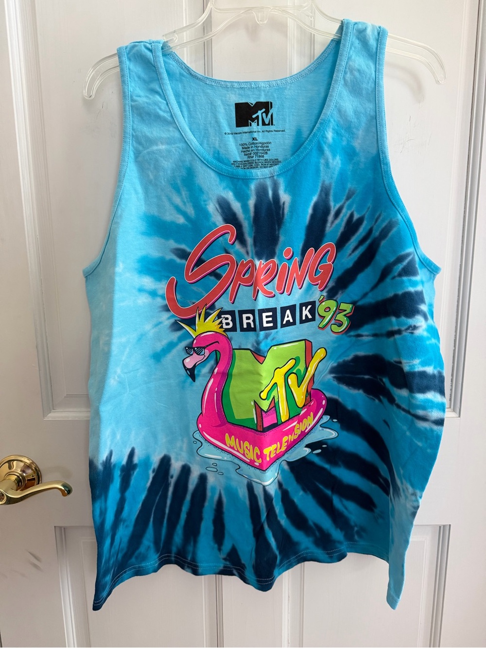 NWOT MTV Viacom Spring Break 93 Tye Dye 100% Cotton Tank Top Size XL